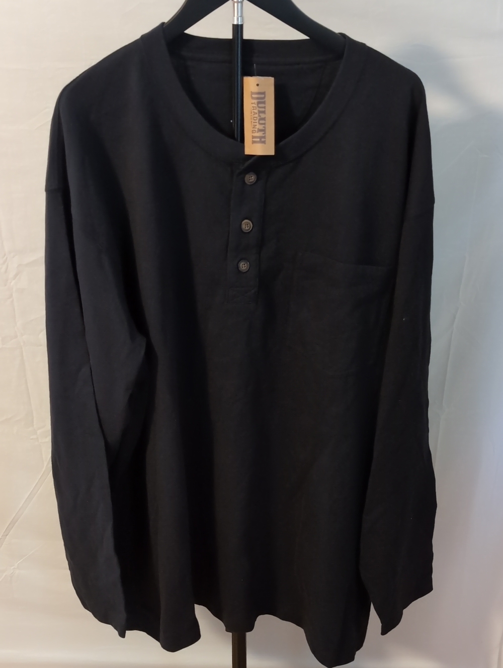 Duluth Trading Co Black Long-Sleeve Henley with Chest Pocket